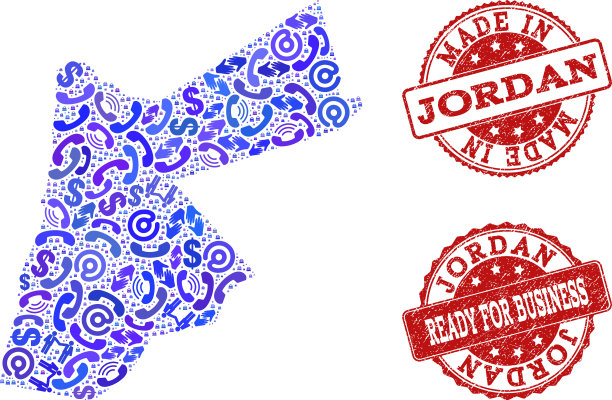 业务联系拼贴约旦马赛克地图图片下载