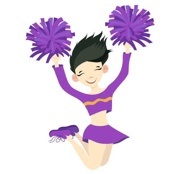 拉拉队员女孩被孤立在白色背景下图片下载