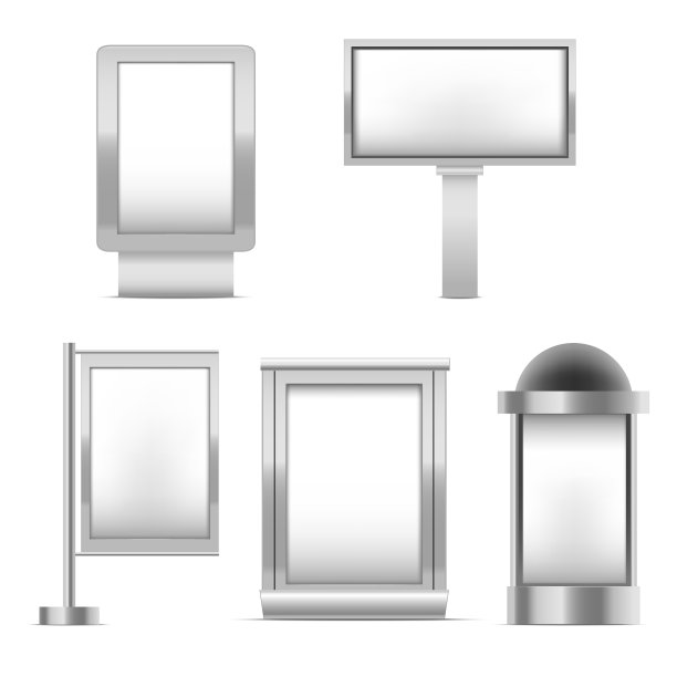 逼真的细节3d空白白色贸易架设置图片下载