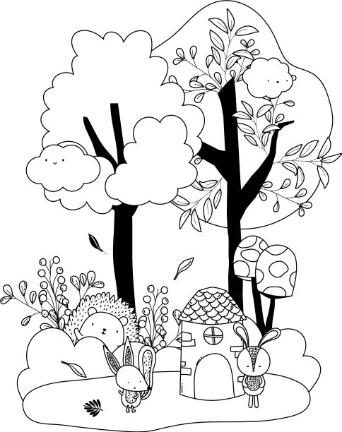 兔子刺猬和狐狸卡通设计图片下载