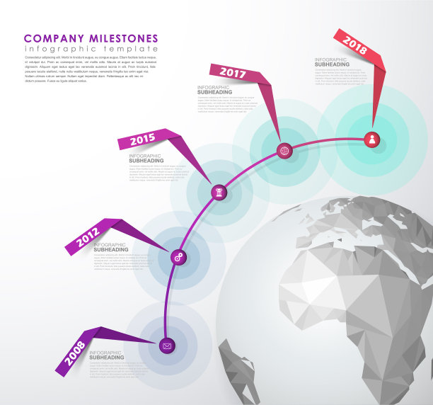 信息图表启动里程碑时间线模板图片下载