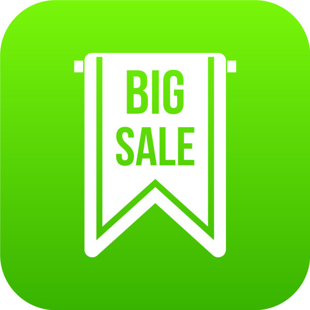 大销售旗帜图标数字绿色图片下载