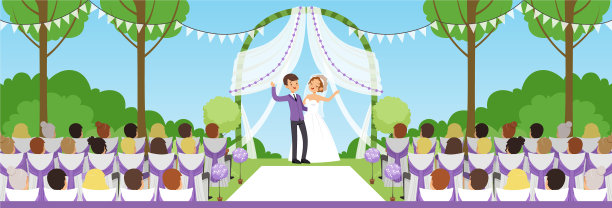 婚礼仪式在夏季公园新婚夫妇下图片下载