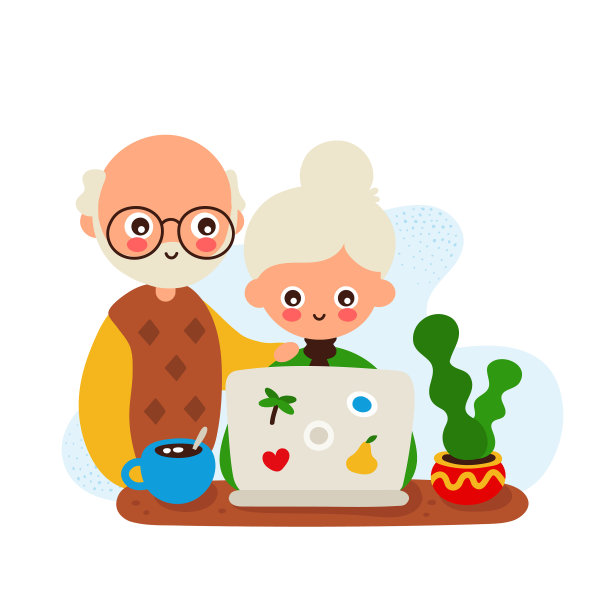 可爱快乐微笑的老婆子和男人图片下载