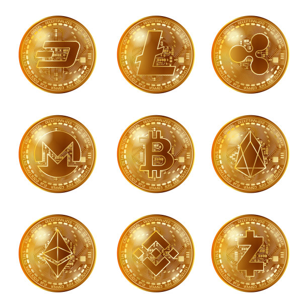 金色加密货币硬币合集图片下载