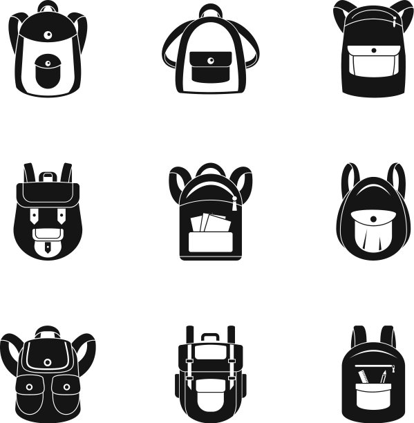经典的背包图标设置简单的风格图片下载