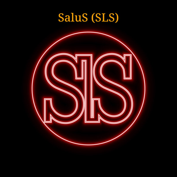 红色霓虹salus SLS加密货币符号图片下载