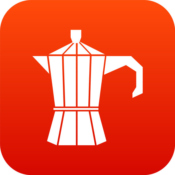 钢铁复古咖啡壶图标数字红色图片下载