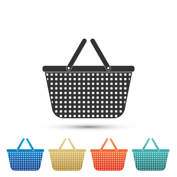 购物篮图标孤立的白色背景图片下载