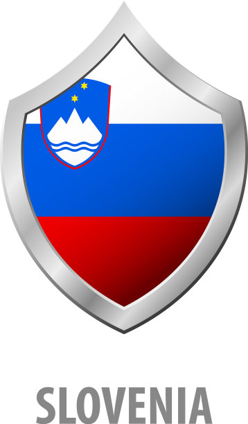 斯洛文尼亚国旗上金属闪亮的盾牌图片下载