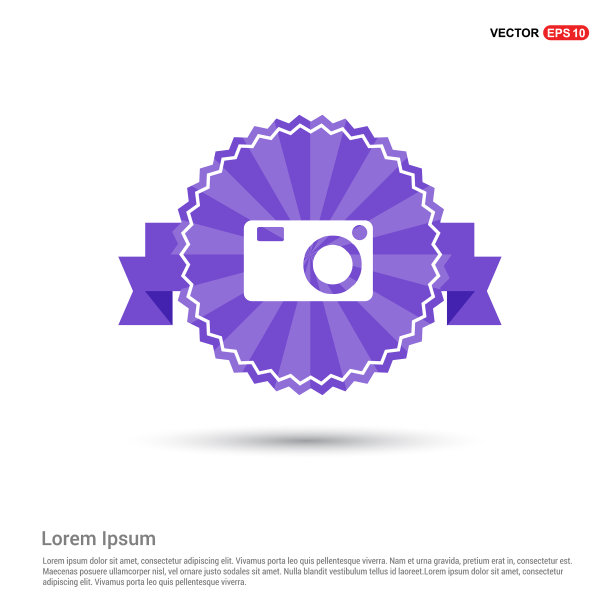 照片相机图标-紫色丝带横幅图片下载
