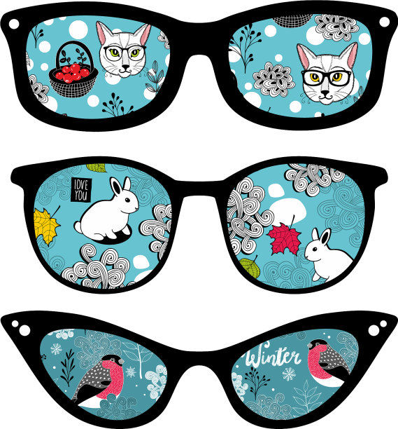 创意复古太阳镜与图案图片下载