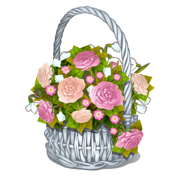 复古花篮孤立在白色图片下载