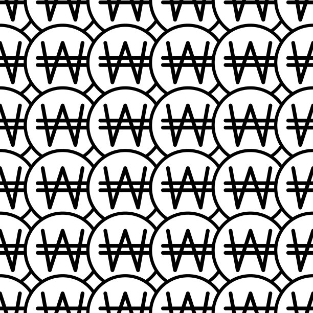 背景韩元硬币轮廓图片下载