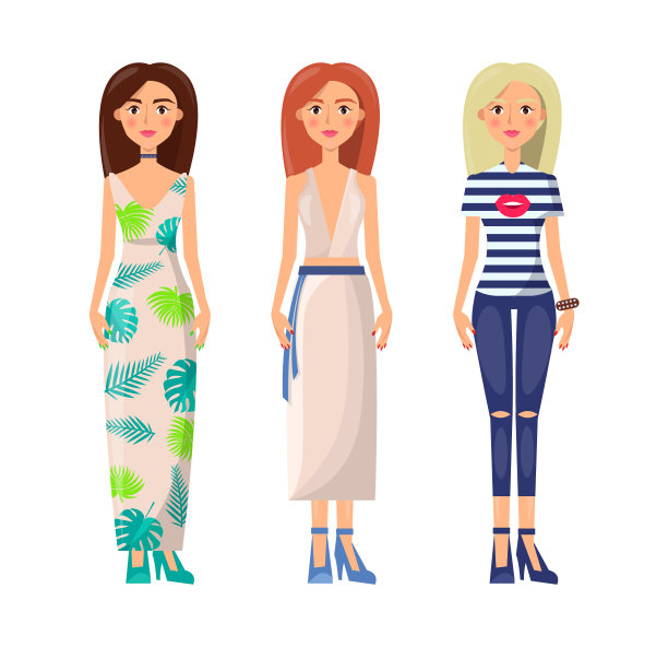 女孩们穿着优雅时尚的夏装套装图片下载