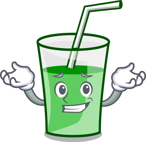 咧嘴笑的绿色冰沙人物卡通图片下载