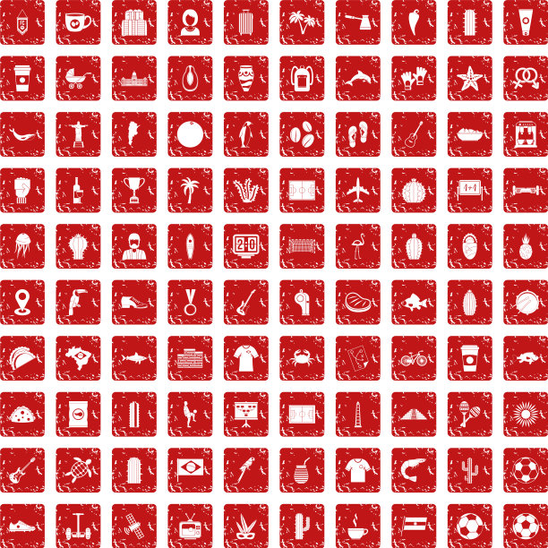 100个南美图标设置垃圾摇滚红色图片下载