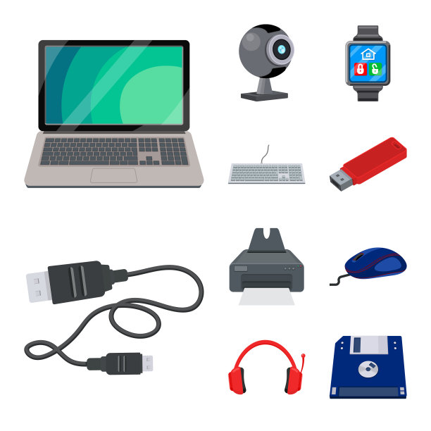 设计笔记本电脑和设备图标集图片下载