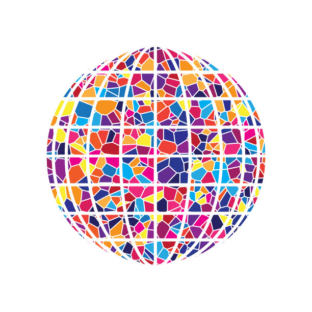 地球标志彩色玻璃图标上图片下载