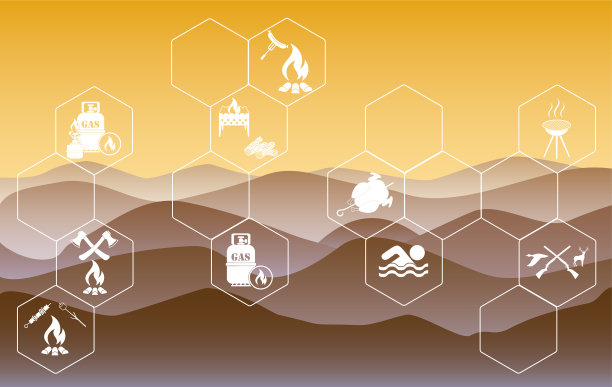 带有旅行和露营装备的海报图片下载