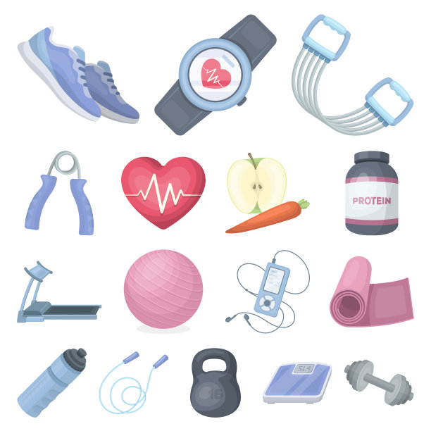 健身和训练卡通图标在集合图片下载