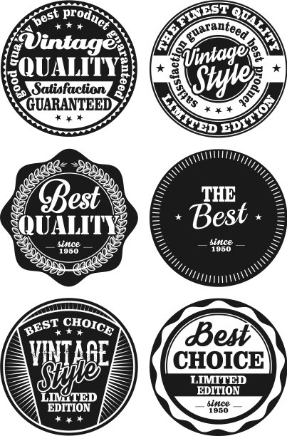 黑白复古标签系列图片下载