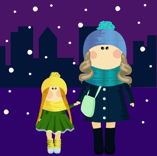 母亲和女儿手牵着手图片下载