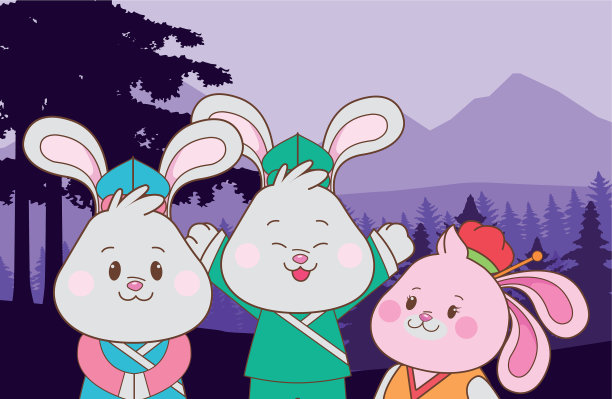 兔子庆祝中秋节的卡通片图片下载