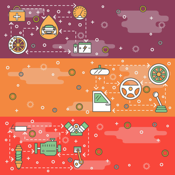 细线艺术汽车零件网页横幅模板图片下载