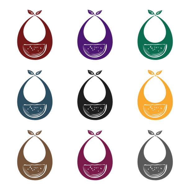 婴儿围嘴图标在黑色风格孤立在白色图片下载