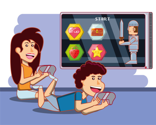 孩子们在玩电子游戏机图片下载