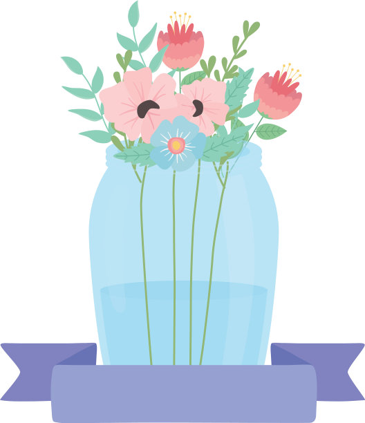 花盆内的花朵和叶子设计图片下载