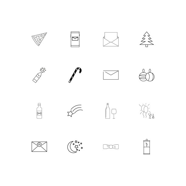 假日线形瘦削的图标集轮廓简单图片下载