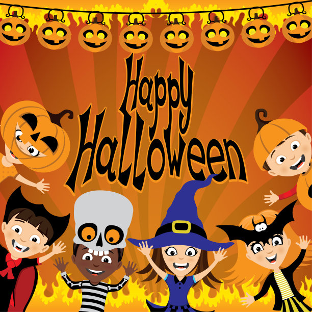 万圣节派对和一群孩子图片下载