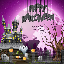 万圣节背景与墓地和城堡图片下载