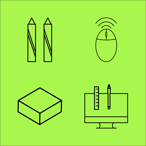 设计元素简单线性轮廓图标集图片下载