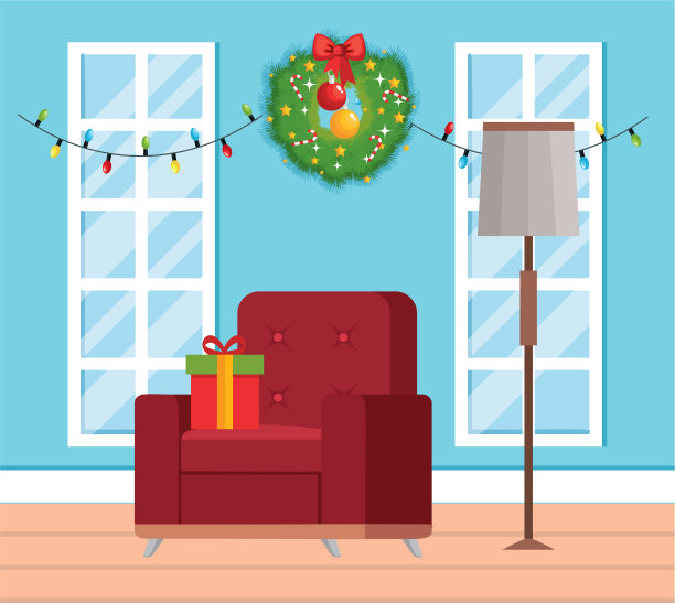 房子客厅与圣诞节装饰图片下载