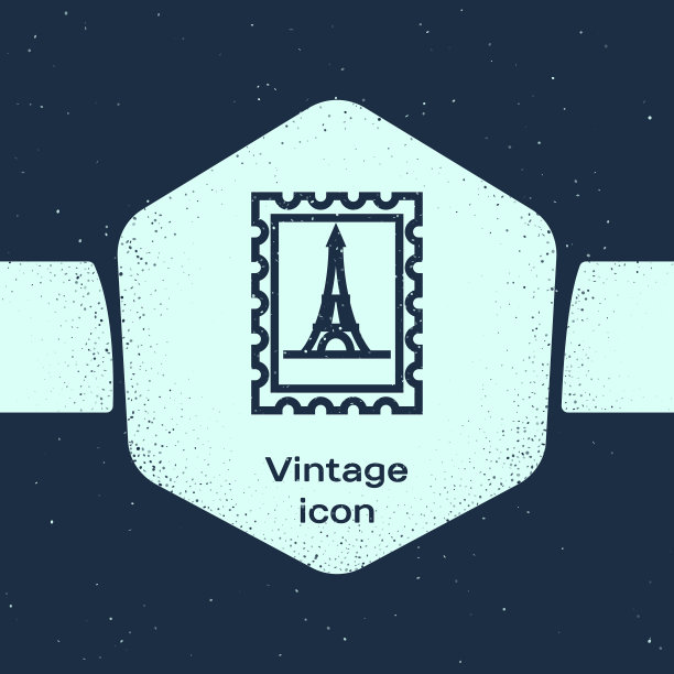 垃圾线邮政邮票和埃菲尔铁塔图标图片下载
