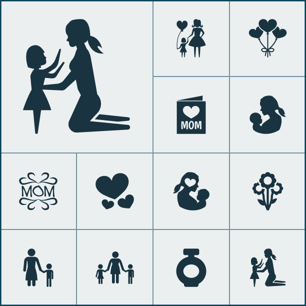 母亲节图标设计概念集12个这样图片下载