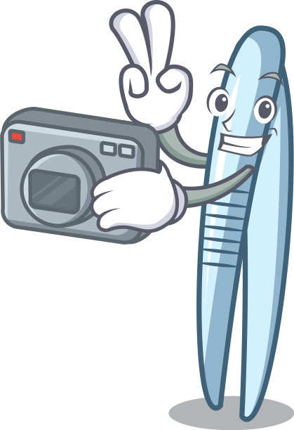 卡通风格的吉祥物镊子摄影师图片下载