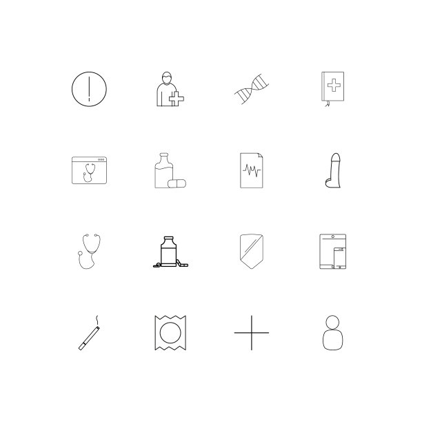 医疗保健和医疗线形细长图标集图片下载