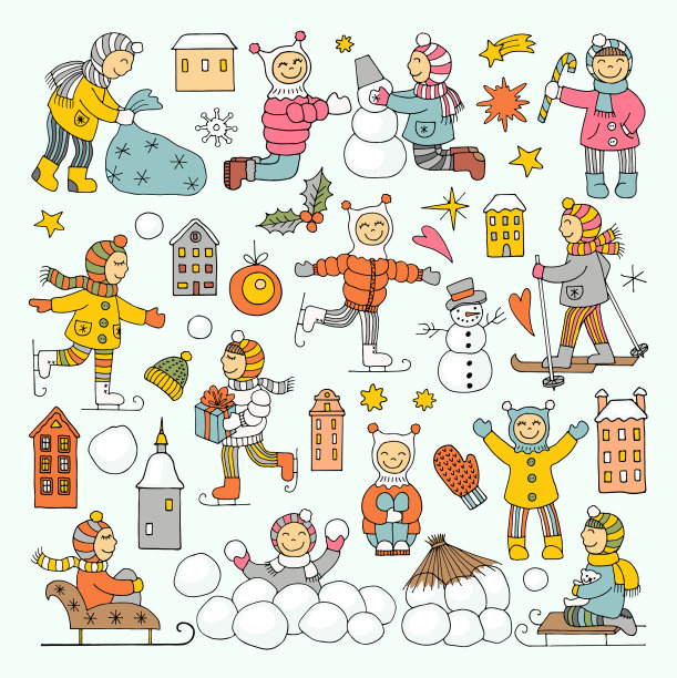 一组孤立的图标上的主题圣诞节和图片下载