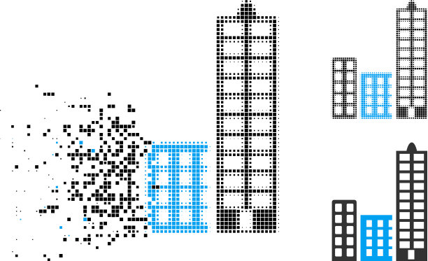 消散像素半色调城市图标图片下载