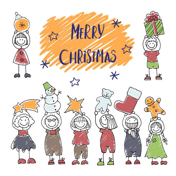 一组彩色图标的快乐的孩子图片下载