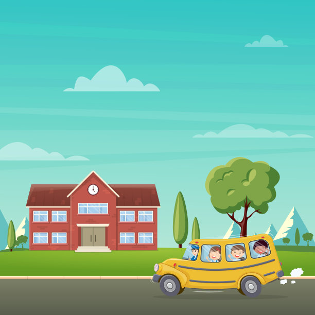 回到学校的校车上图片下载