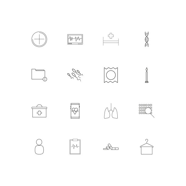 医疗保健和医疗线形细长图标集图片下载