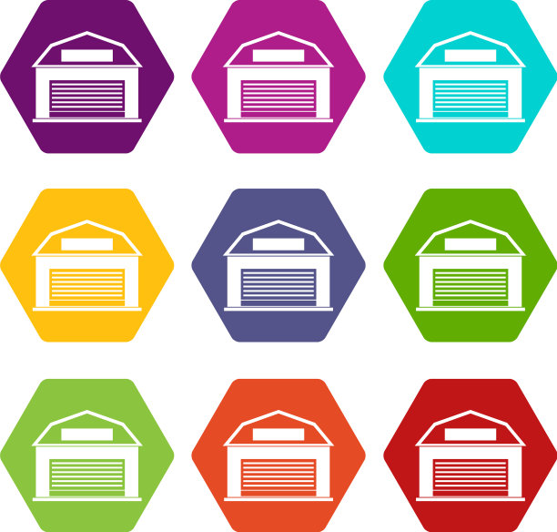 工业建筑图标设置彩色六面体图片下载