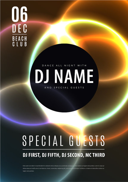 抽象的夜晚派对海报魅力设计图片下载