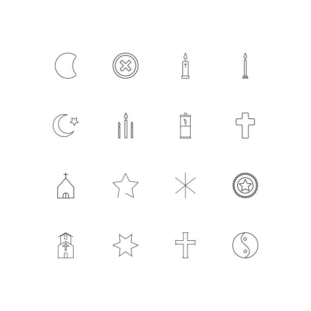 宗教线形瘦削的图标集轮廓简单图片下载