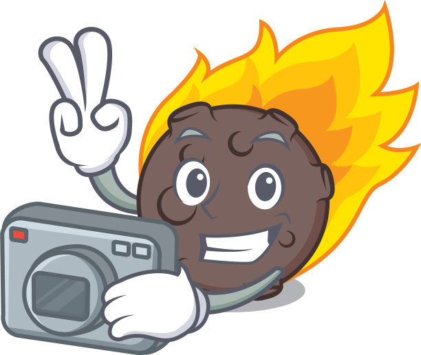 摄影师陨石吉祥物卡通风格图片下载